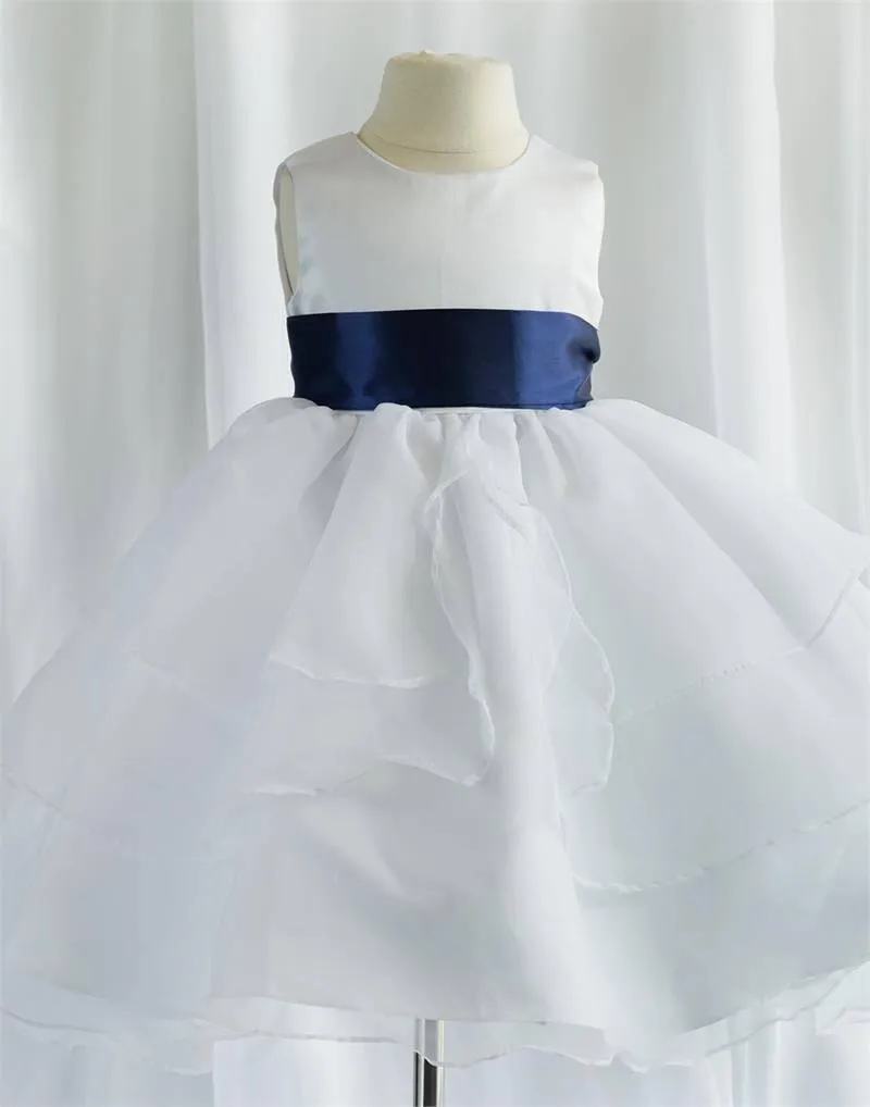 Ivory Multi Layered Organza Dress With Sash