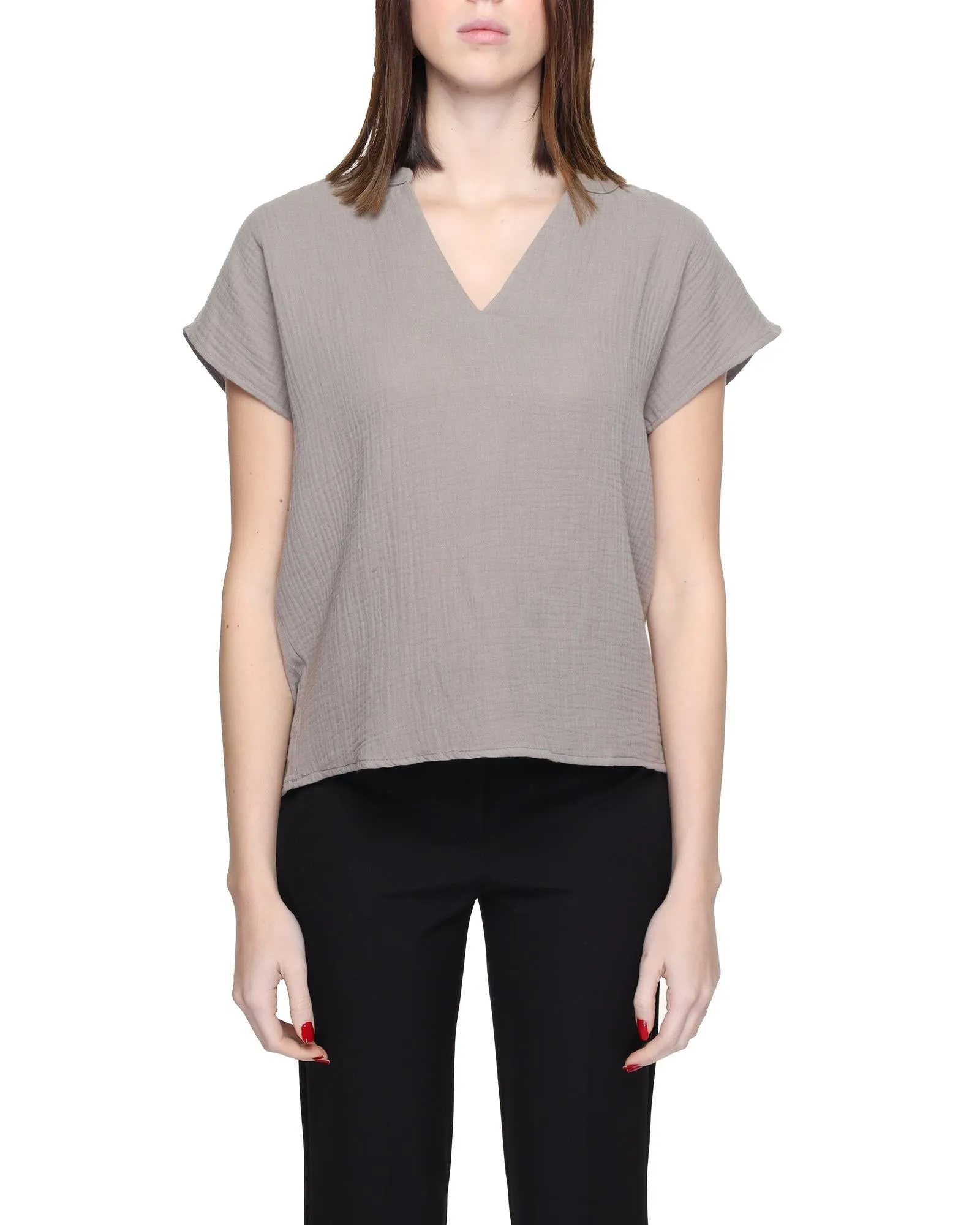 Jacqueline De Yong V-Neck Top - Grey