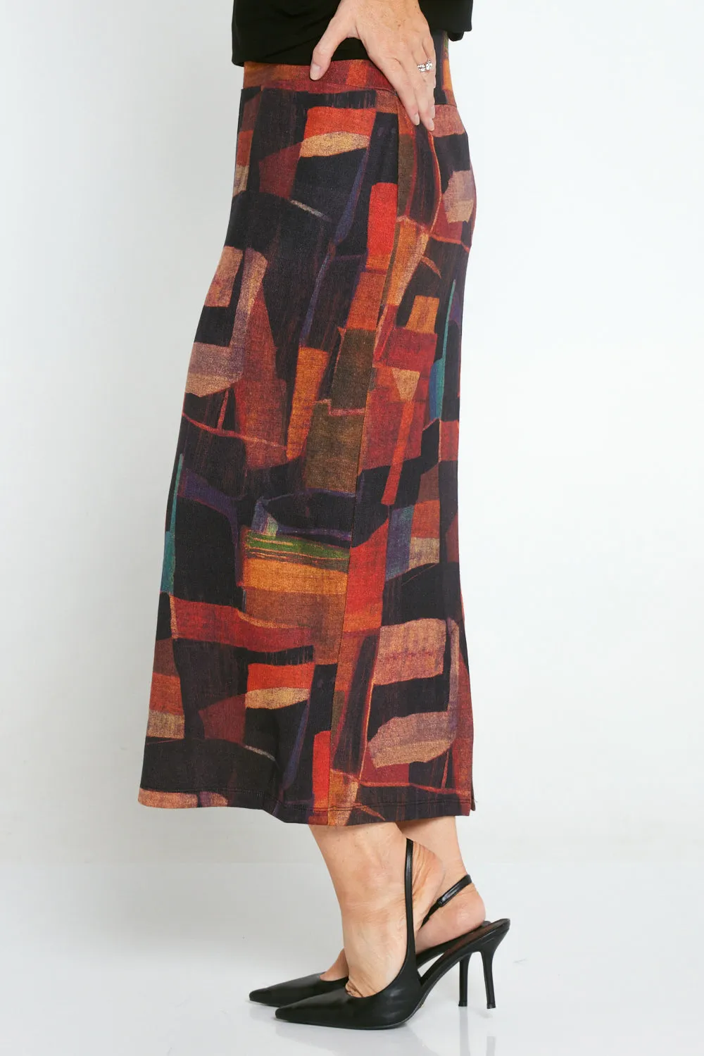 Jamie Pencil Skirt - Russet Patchwork