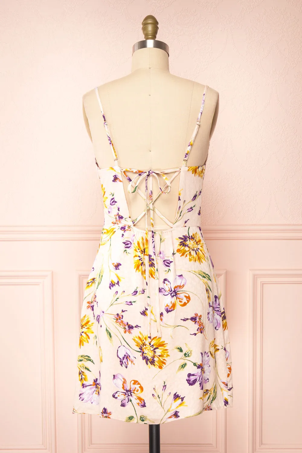 Jemima | Short Floral Dress w/ Cowl Neck