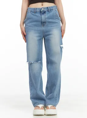 Jen Distressed Straight Jeans CG408