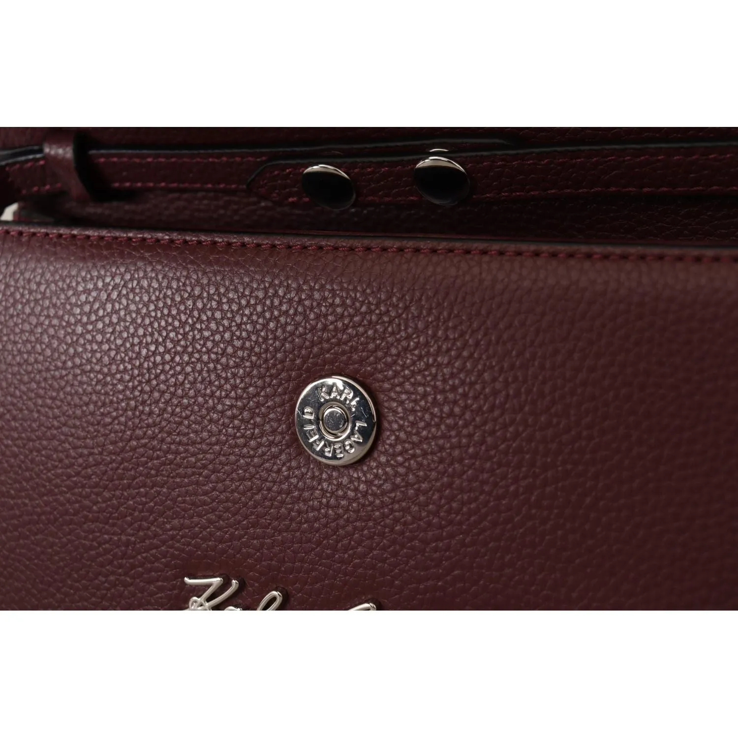 Karl Lagerfeld Elegant Wine Leather Evening Clutch