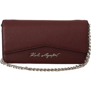 Karl Lagerfeld Elegant Wine Leather Evening Clutch