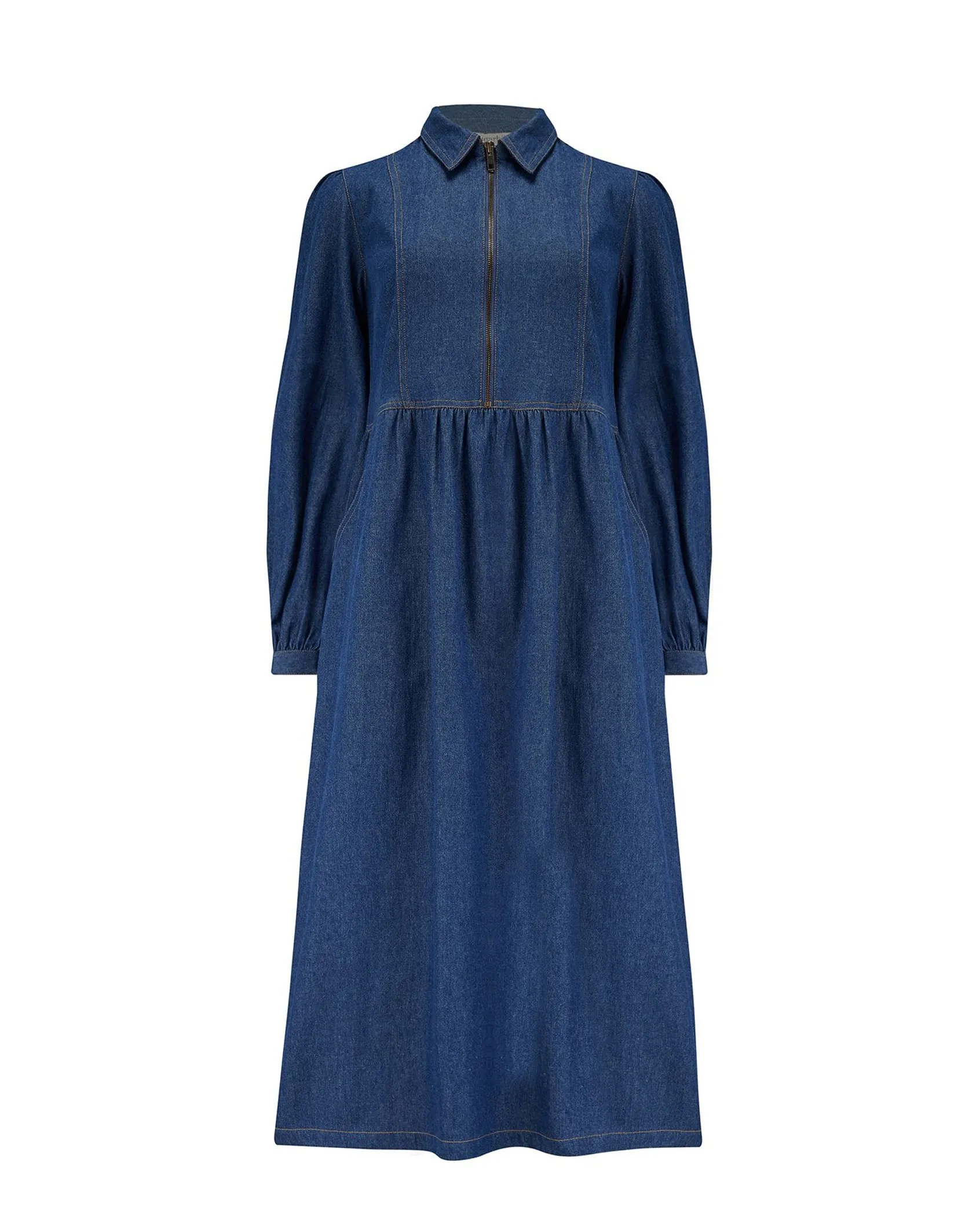 Kirsty Smock Mid Blue Denim Dress