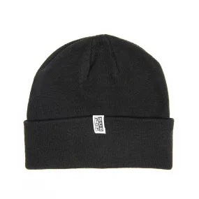 Knit Hat Logo Tag Tight Knit Black