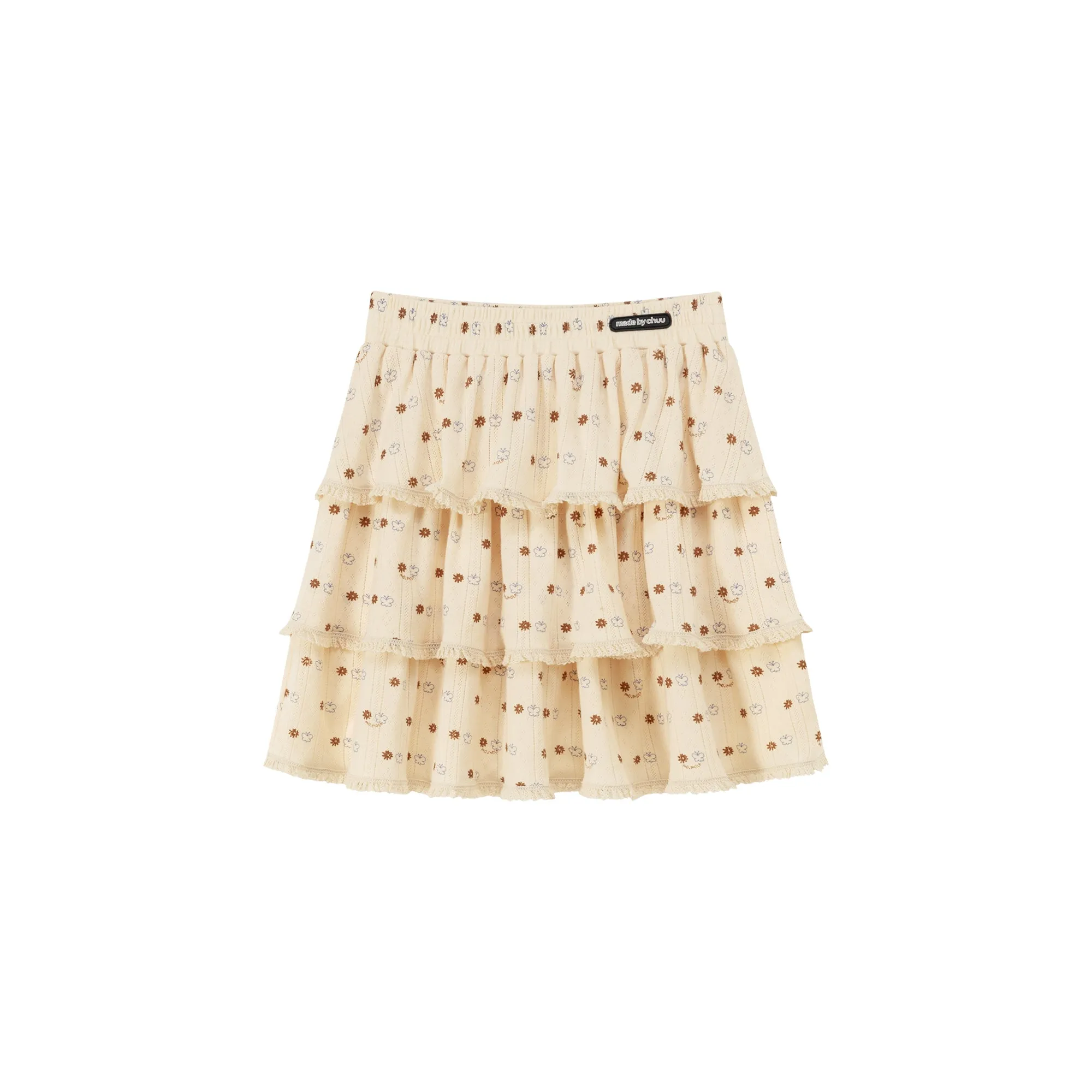 Layered Ruffled Printed Skirt