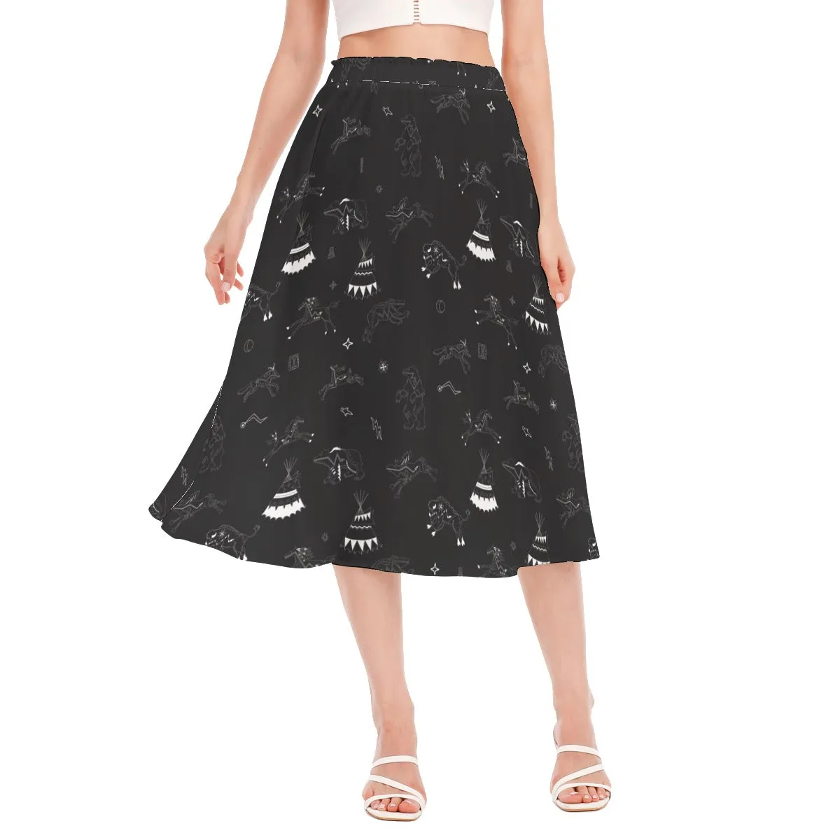 Ledger Dabbles Black Women's Long Section Chiffon Skirt