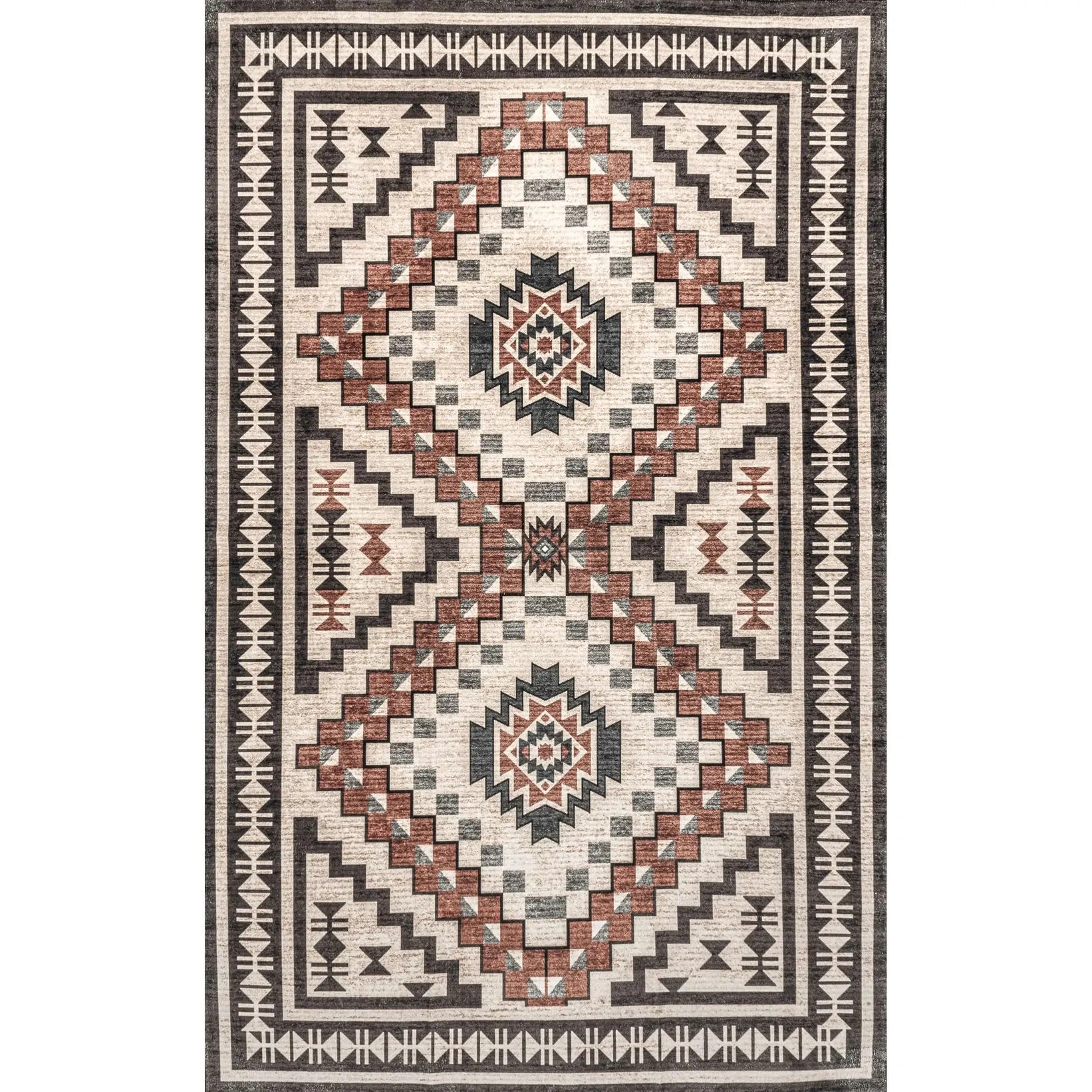 Leighton Machine Washable Southwestern Medallion Area Rug / 4'x6'