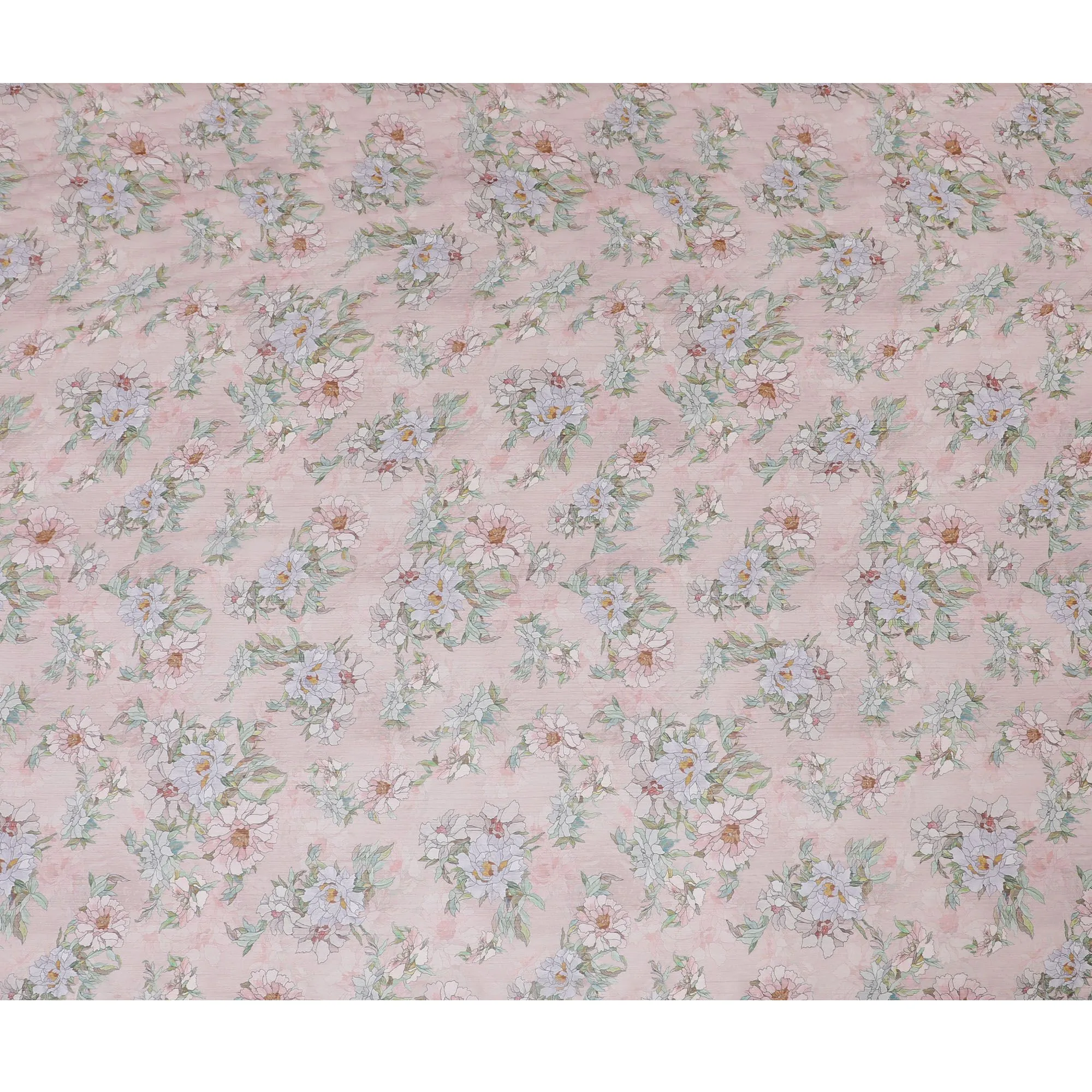 Light pink Premium pure wrinkle silk chiffon fabric with multicolor print in floral design-D17009