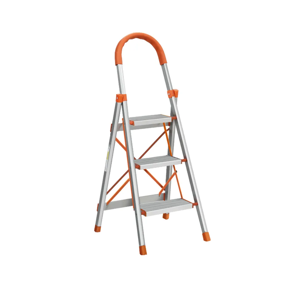 Lightweight Foldable 3 Step Ladder, Non-Slip, Aluminium - Giantz