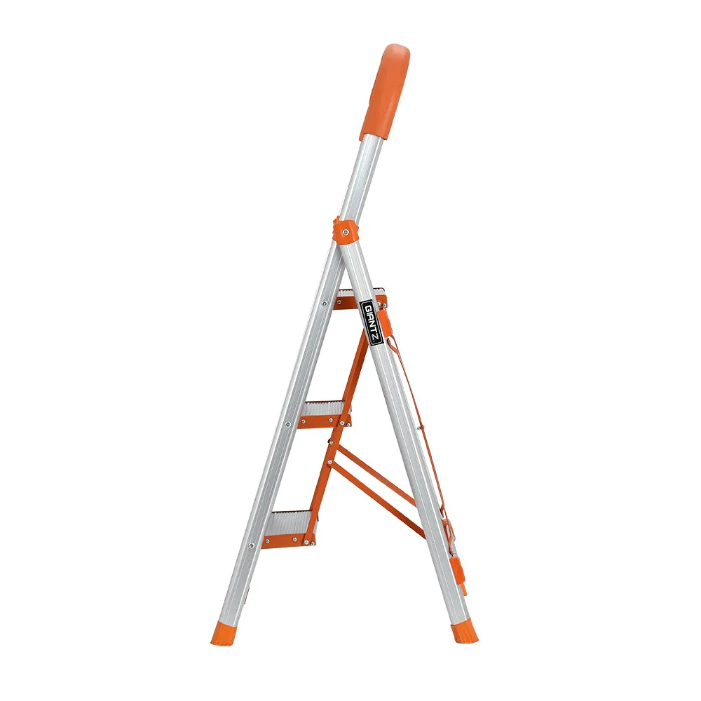 Lightweight Foldable 3 Step Ladder, Non-Slip, Aluminium - Giantz