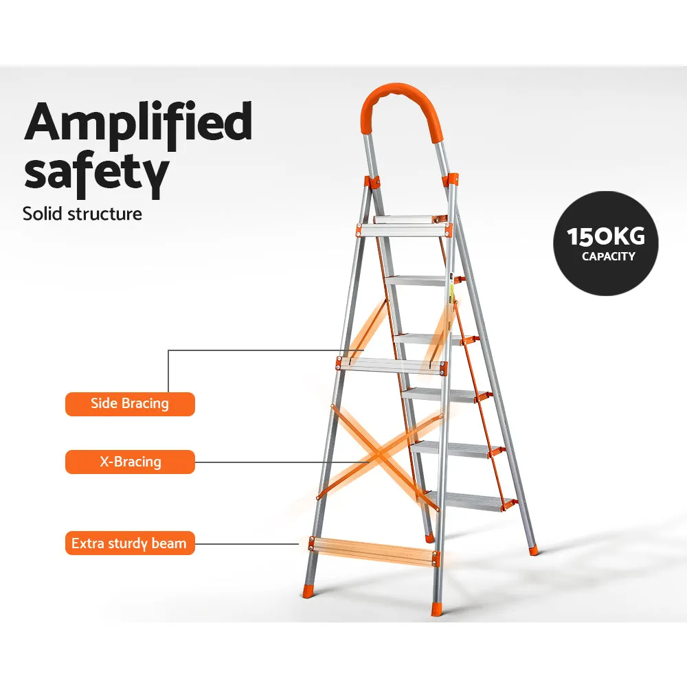 Lightweight Foldable Aluminium 6 Step Ladder - Giantz