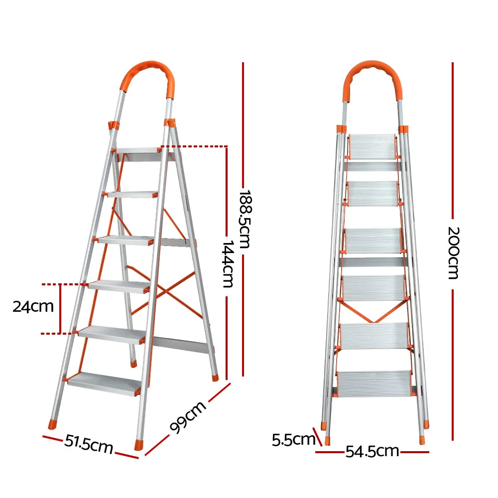 Lightweight Foldable Aluminium 6 Step Ladder - Giantz