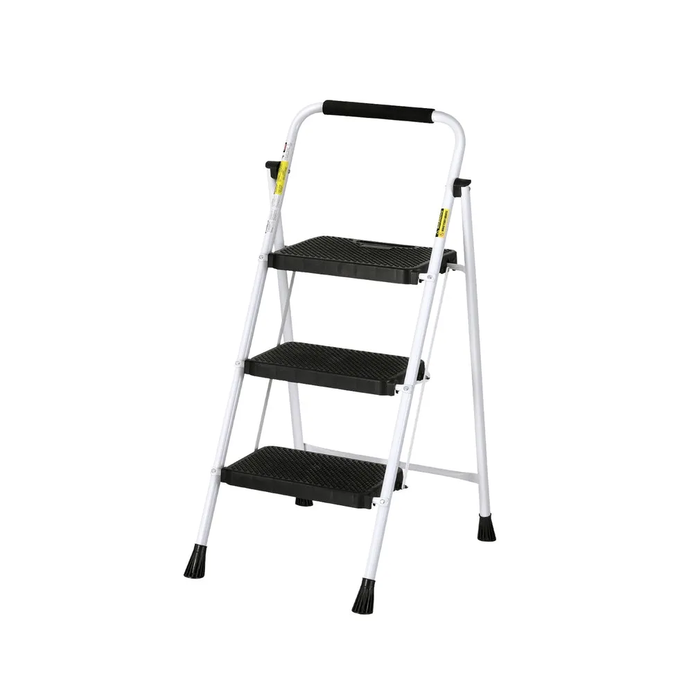 Lightweight Foldable Steel 3 Step Ladder with Non-Slip Feet Giantz