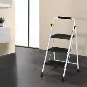 Lightweight Foldable Steel 3 Step Ladder with Non-Slip Feet Giantz