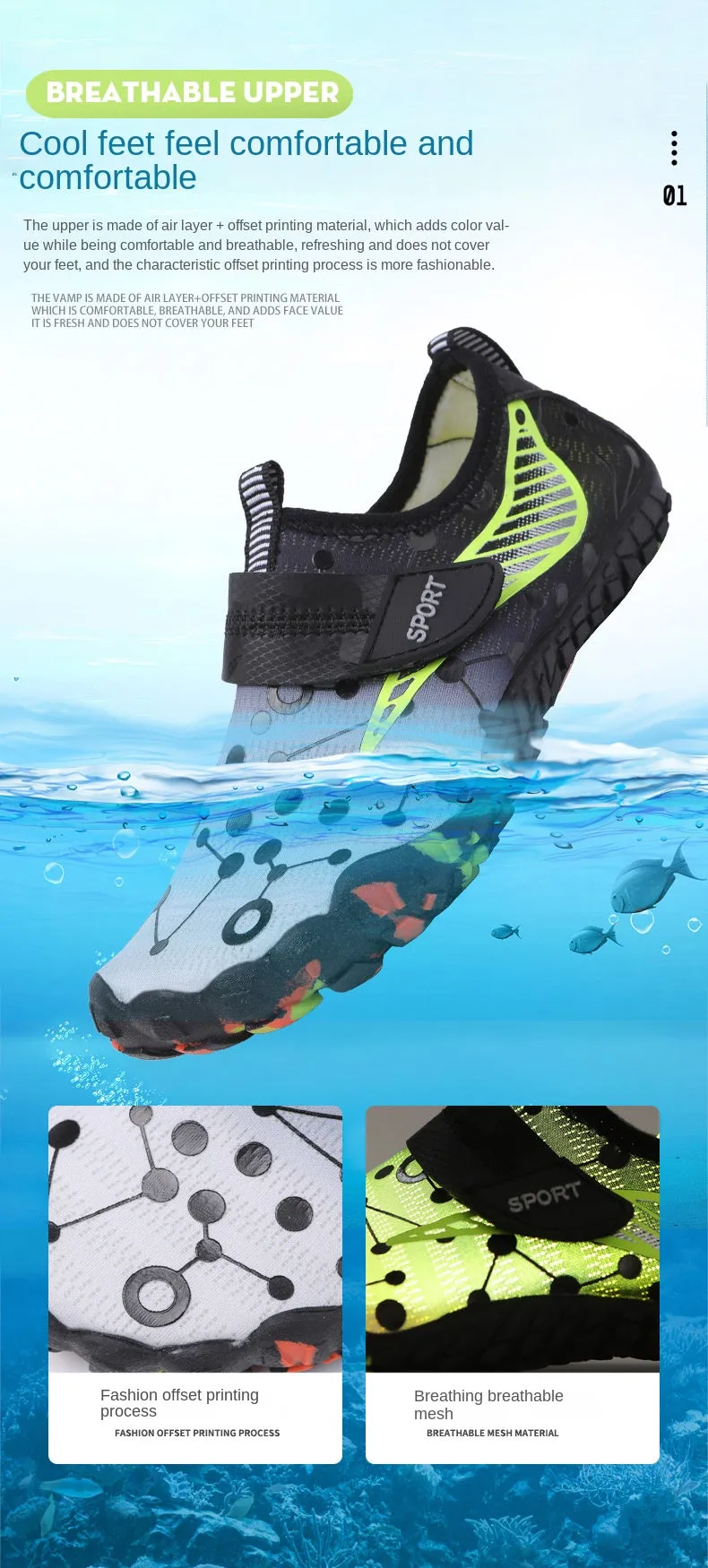 Lightweight Water Shoes with Toe Protection for Kids