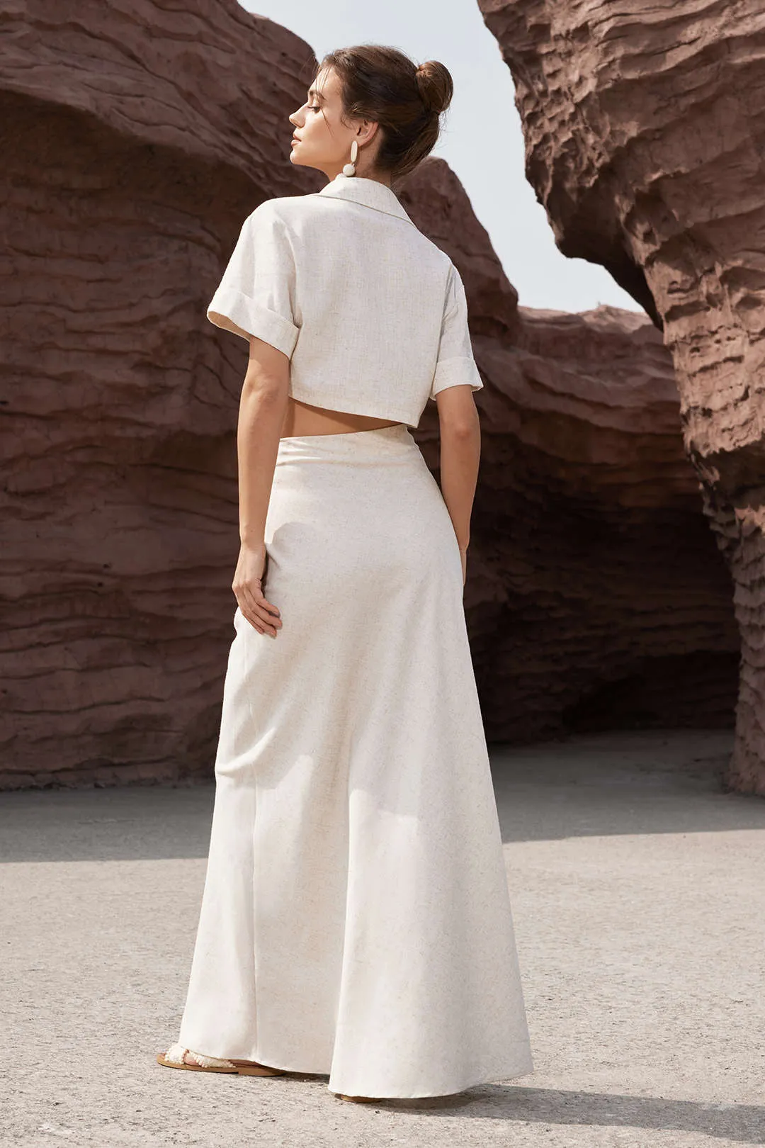 Linen Ruched Mermaid Maxi Skirt