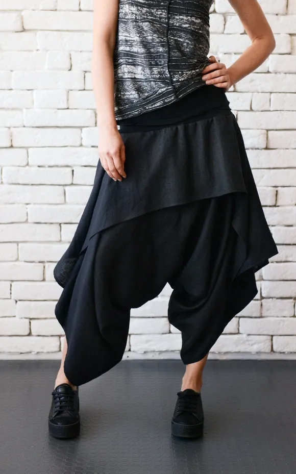 Linen Skirt Pants In Gray