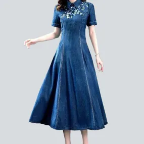 Long bell-shaped jean dress