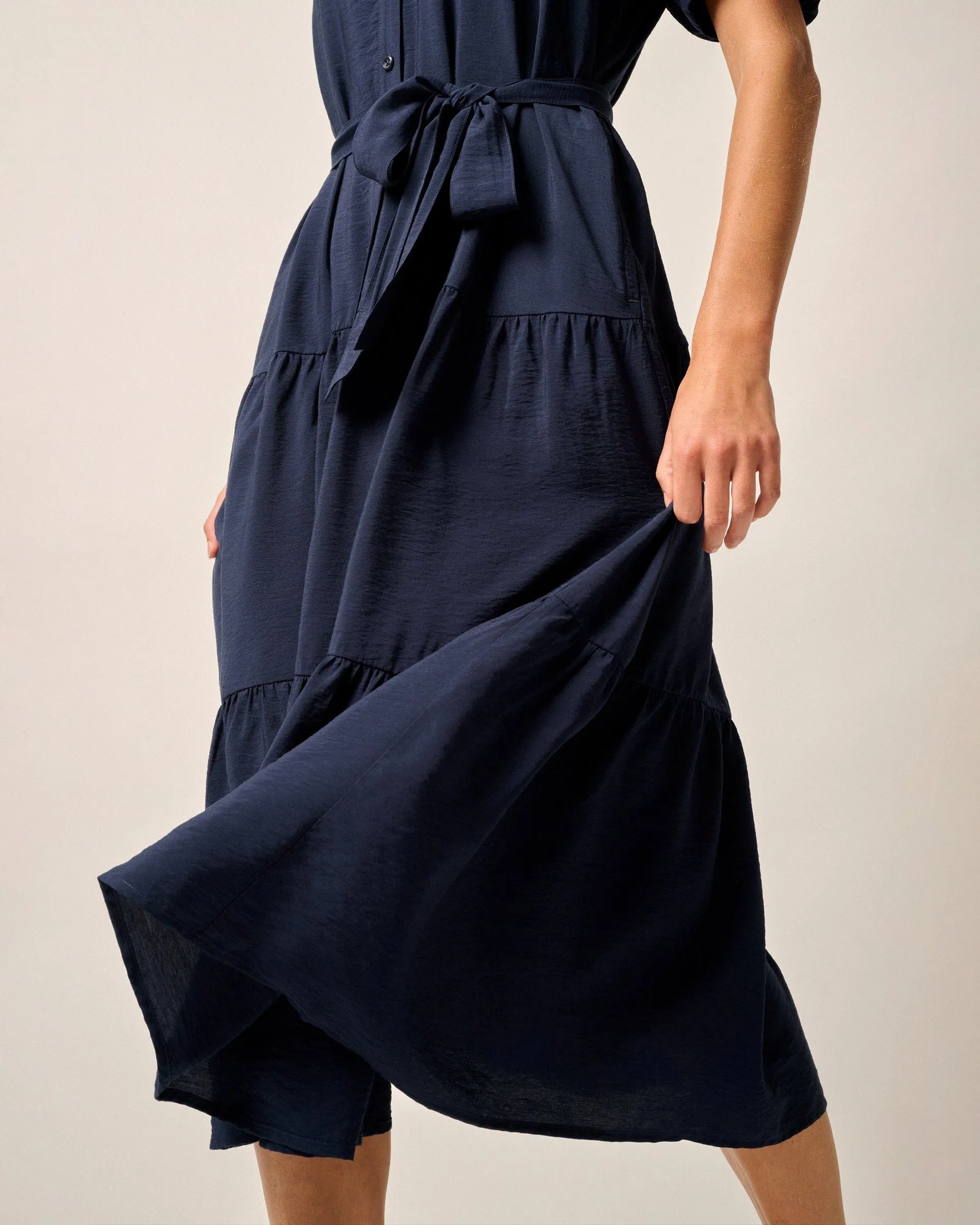 Lorelai Button Up Tiered Maxi Dress