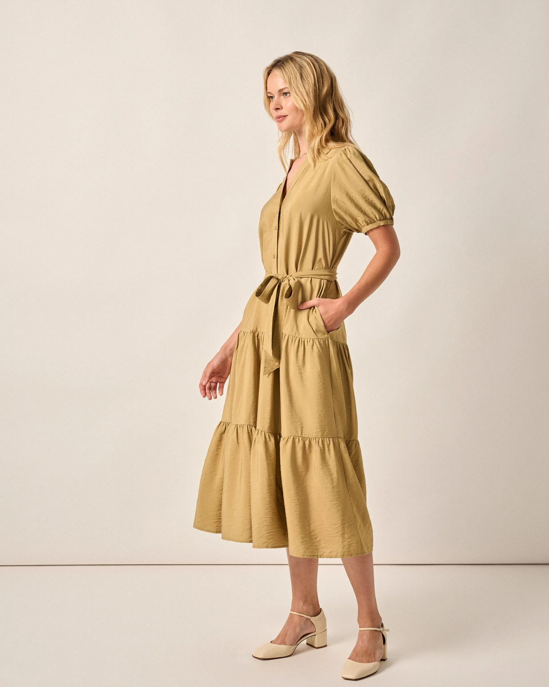 Lorelai Button Up Tiered Maxi Dress