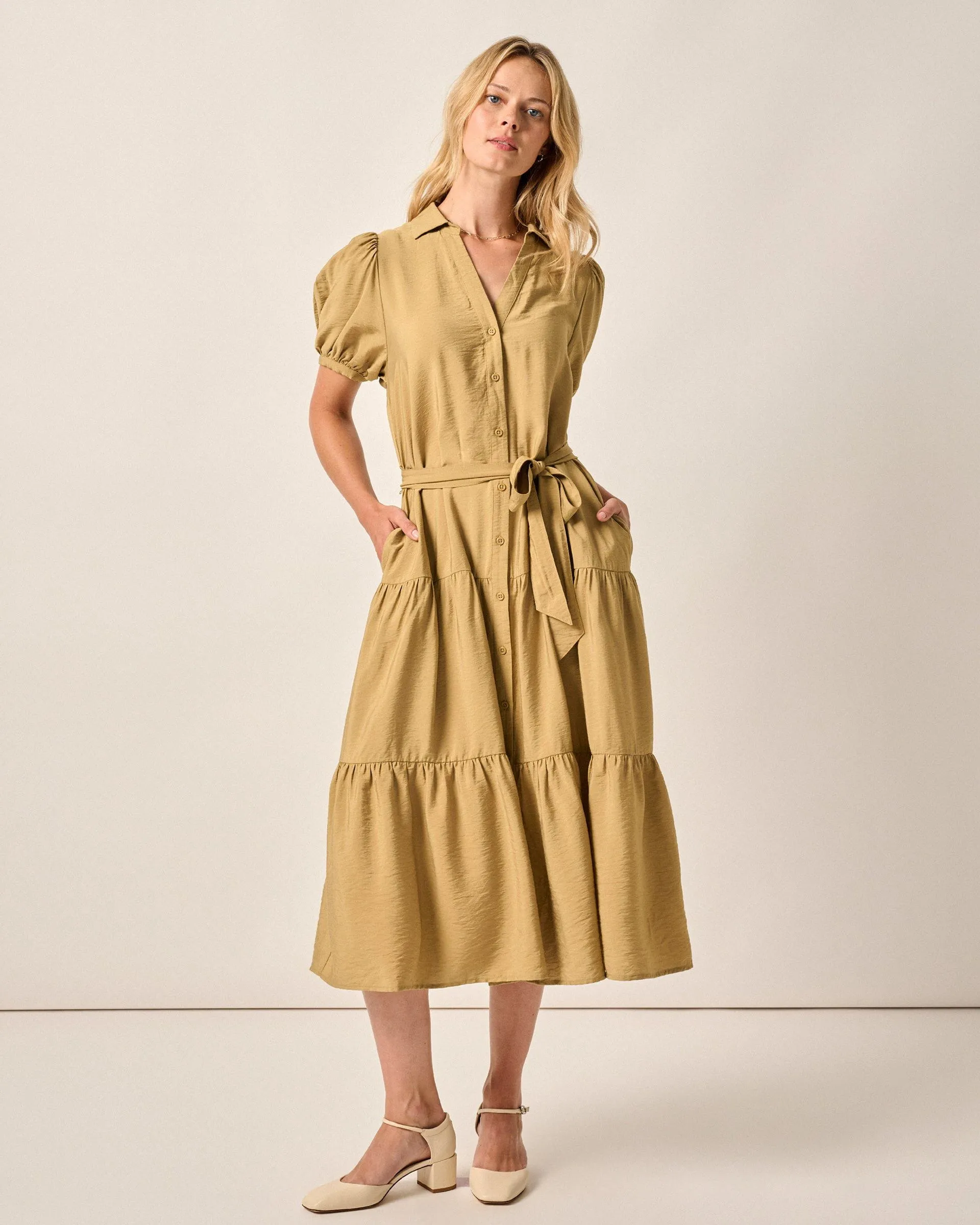 Lorelai Button Up Tiered Maxi Dress