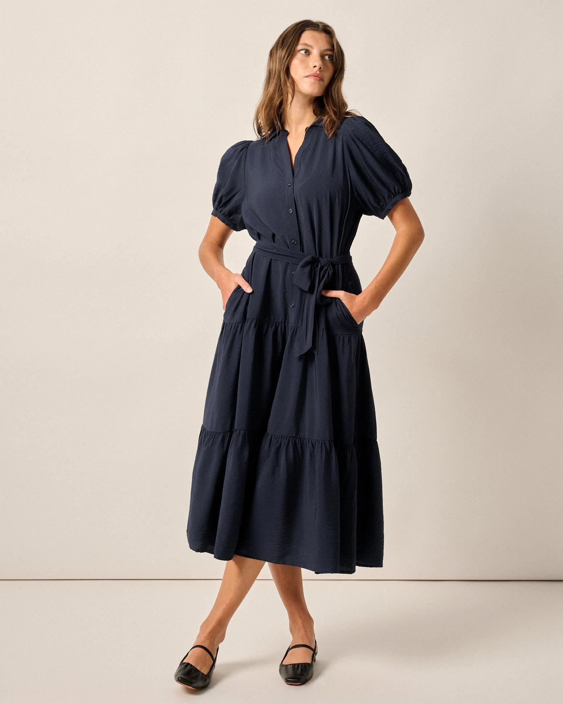 Lorelai Button Up Tiered Maxi Dress