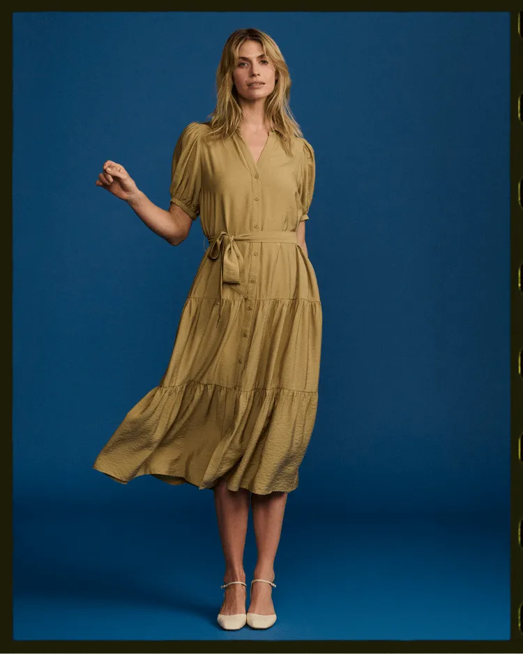 Lorelai Button Up Tiered Maxi Dress