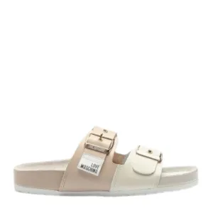 Love Moschino Two Buckle Beige Sandals