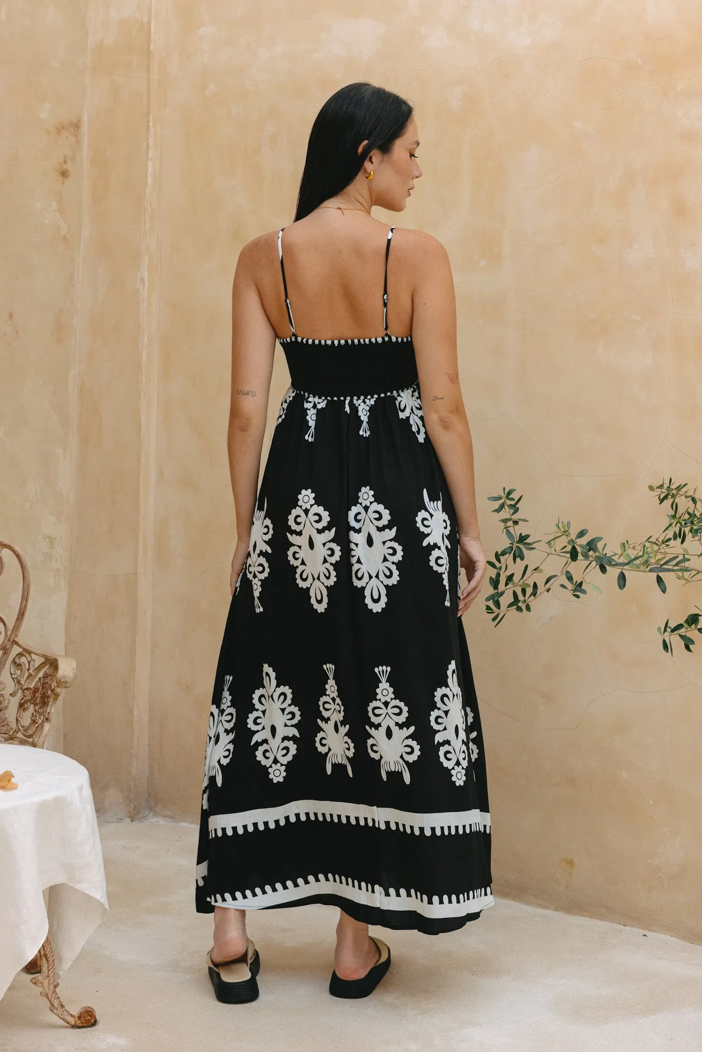 Luna Black Abstract Maxi Dress