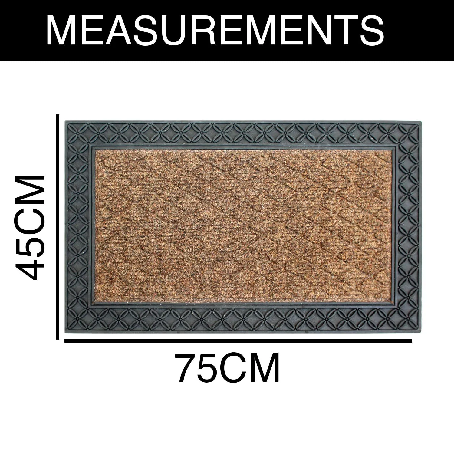 LUXE HOME INTERNATIONAL Rectangular Door Mats For Home Natural Coir Mat Solid Waterproof Low Profile Entrance Rug With Anti-Slip Rubber Backing For Indoor And Outdoor Use (45Cm X 75Cm, Brown, Pc 1)