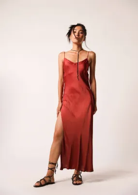 MAHALA BIAS SLIP DRESS - CHILLI OIL / COPPER BROWN OMBRE