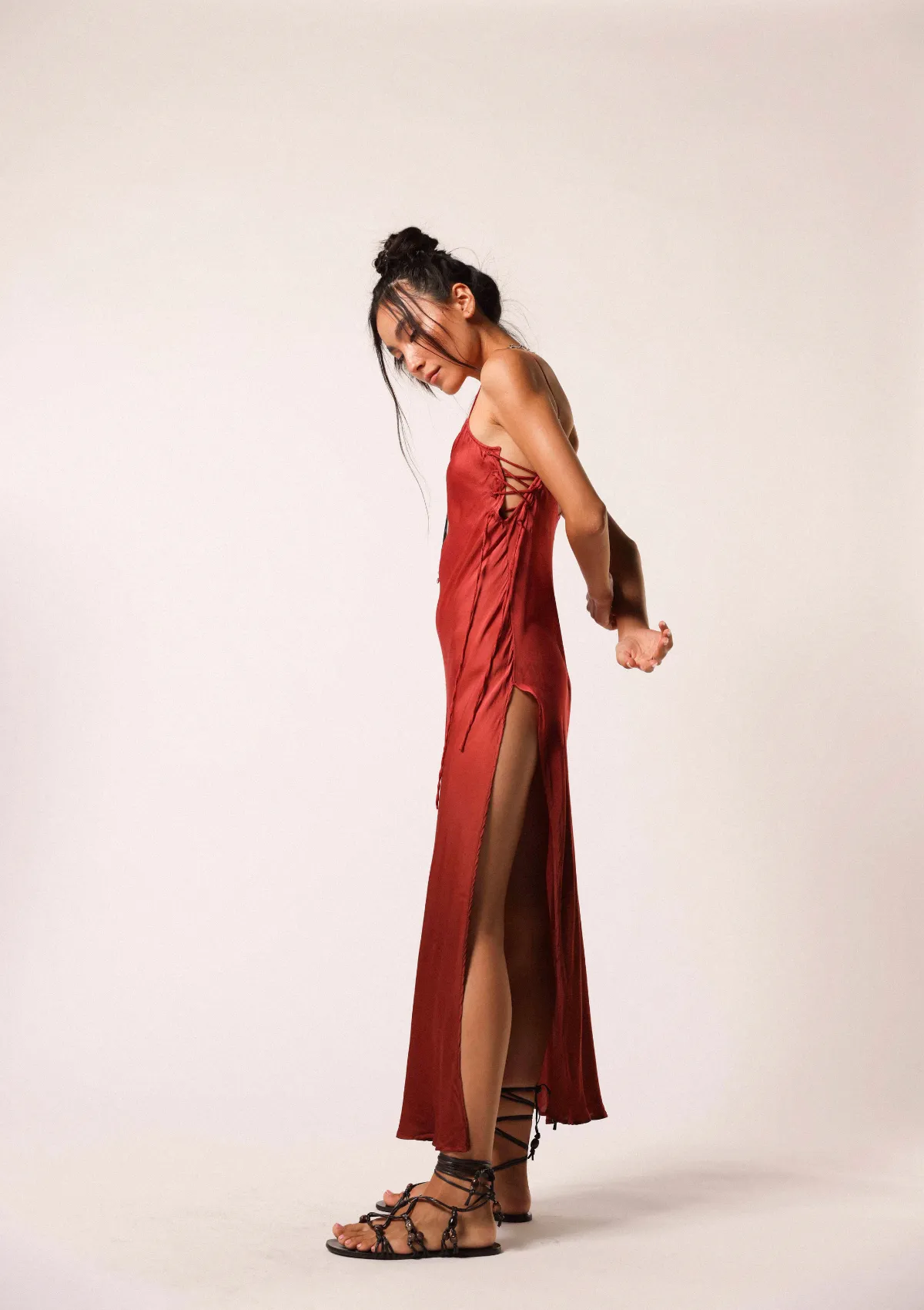 MAHALA BIAS SLIP DRESS - CHILLI OIL / COPPER BROWN OMBRE