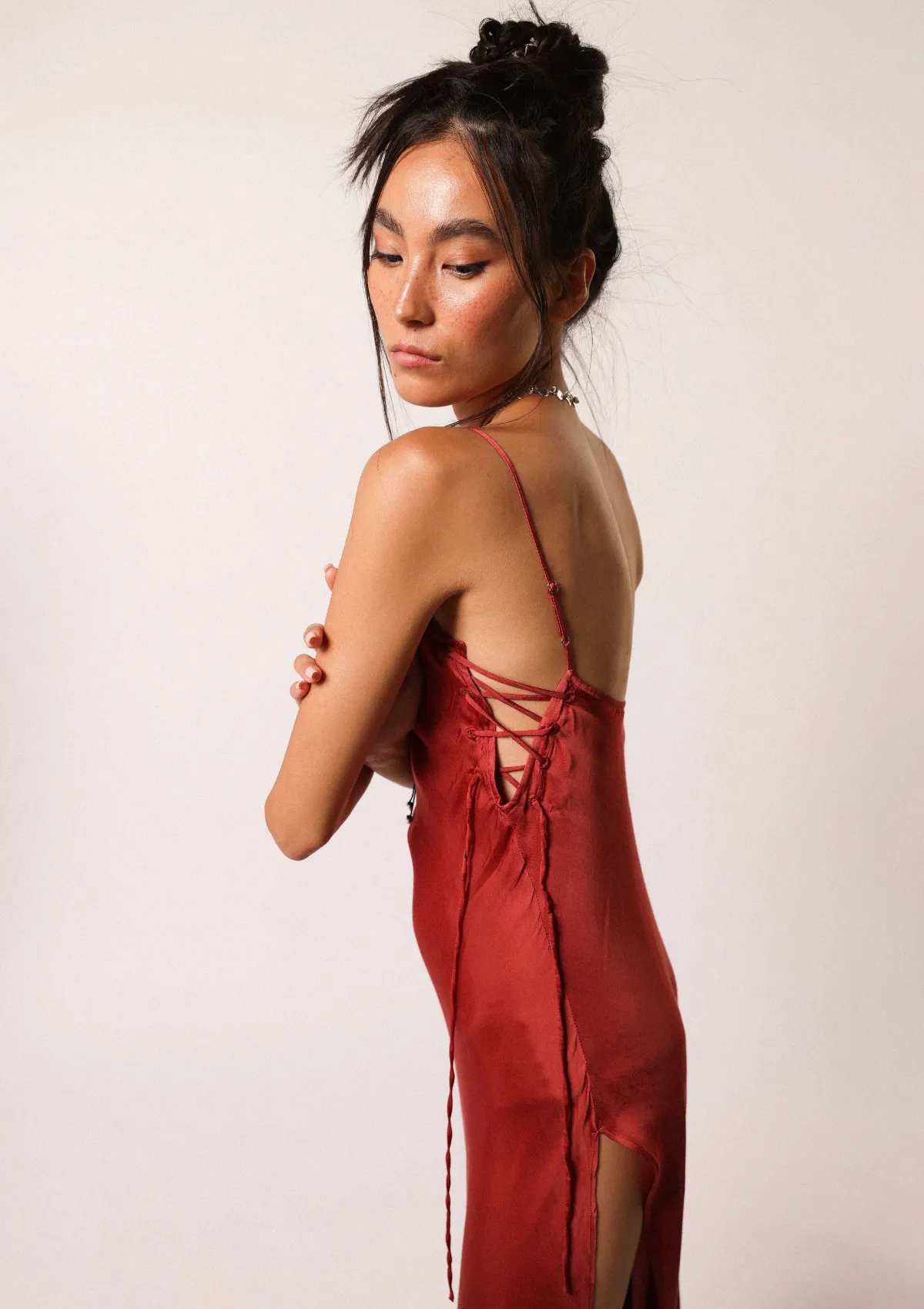 MAHALA BIAS SLIP DRESS - CHILLI OIL / COPPER BROWN OMBRE