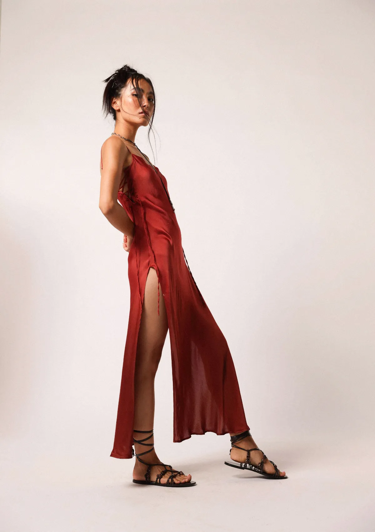 MAHALA BIAS SLIP DRESS - CHILLI OIL / COPPER BROWN OMBRE