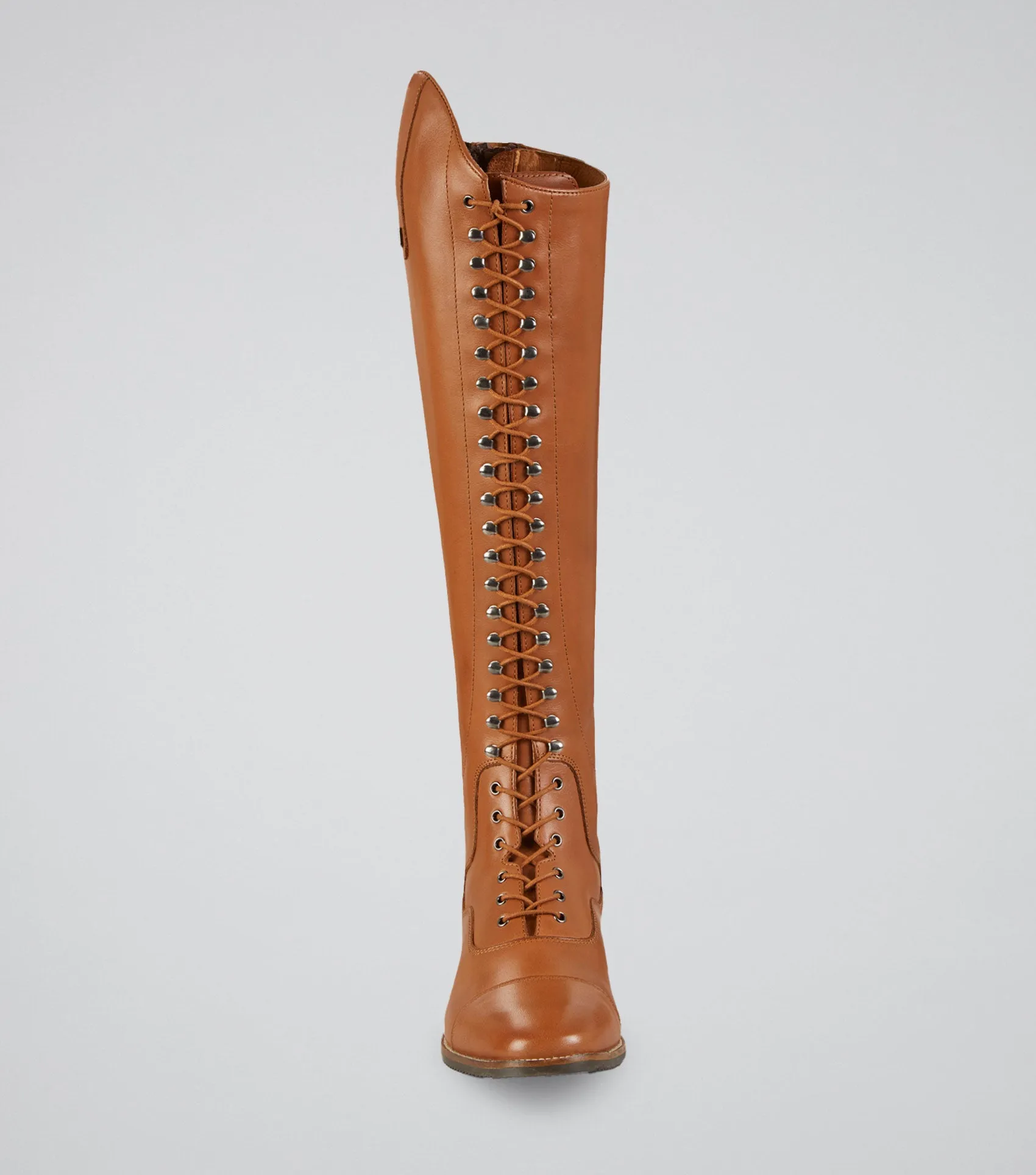 Maurizia Ladies Lace Front Tall Leather Riding Boot Cognac