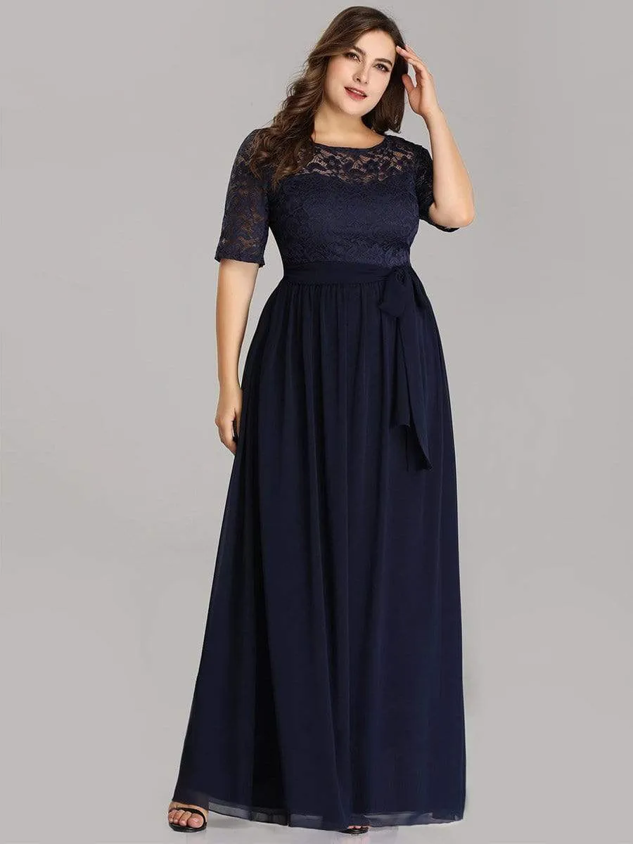 Maxi Long Lace Illusion Plus Size Mother Of the Bride Dresses