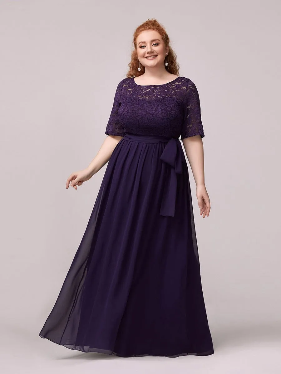 Maxi Long Lace Illusion Plus Size Mother Of the Bride Dresses