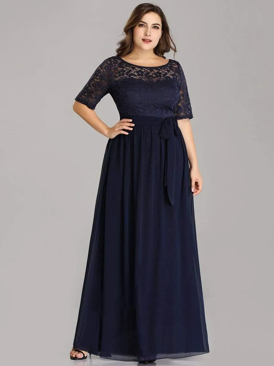 Maxi Long Lace Illusion Plus Size Mother Of the Bride Dresses