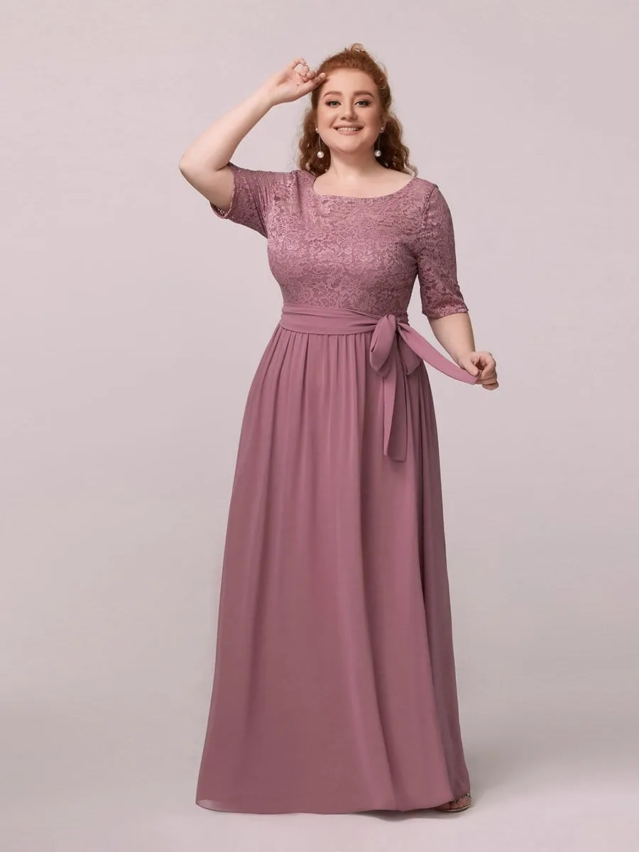 Maxi Long Lace Illusion Plus Size Mother Of the Bride Dresses