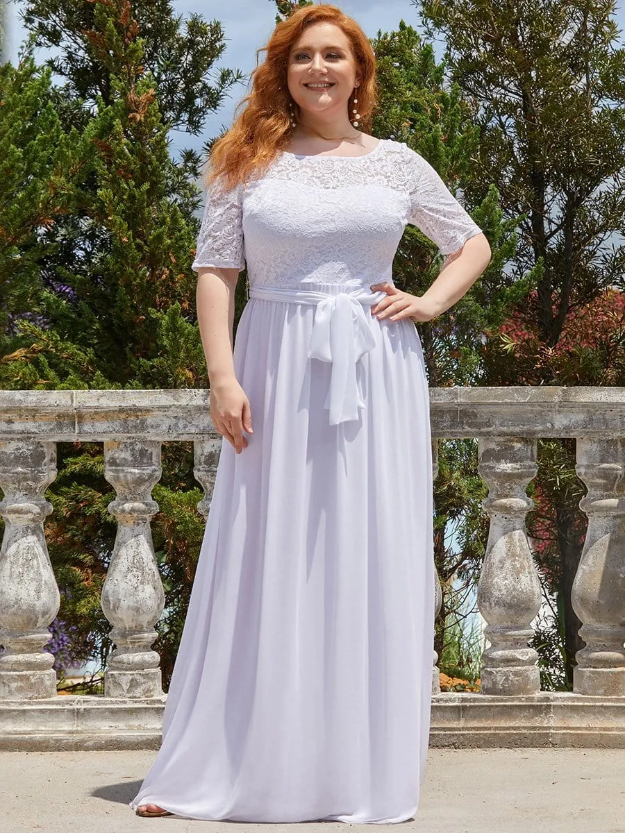 Maxi Long Lace Illusion Plus Size Mother Of the Bride Dresses