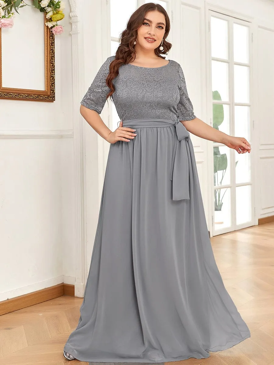 Maxi Long Lace Illusion Plus Size Mother Of the Bride Dresses