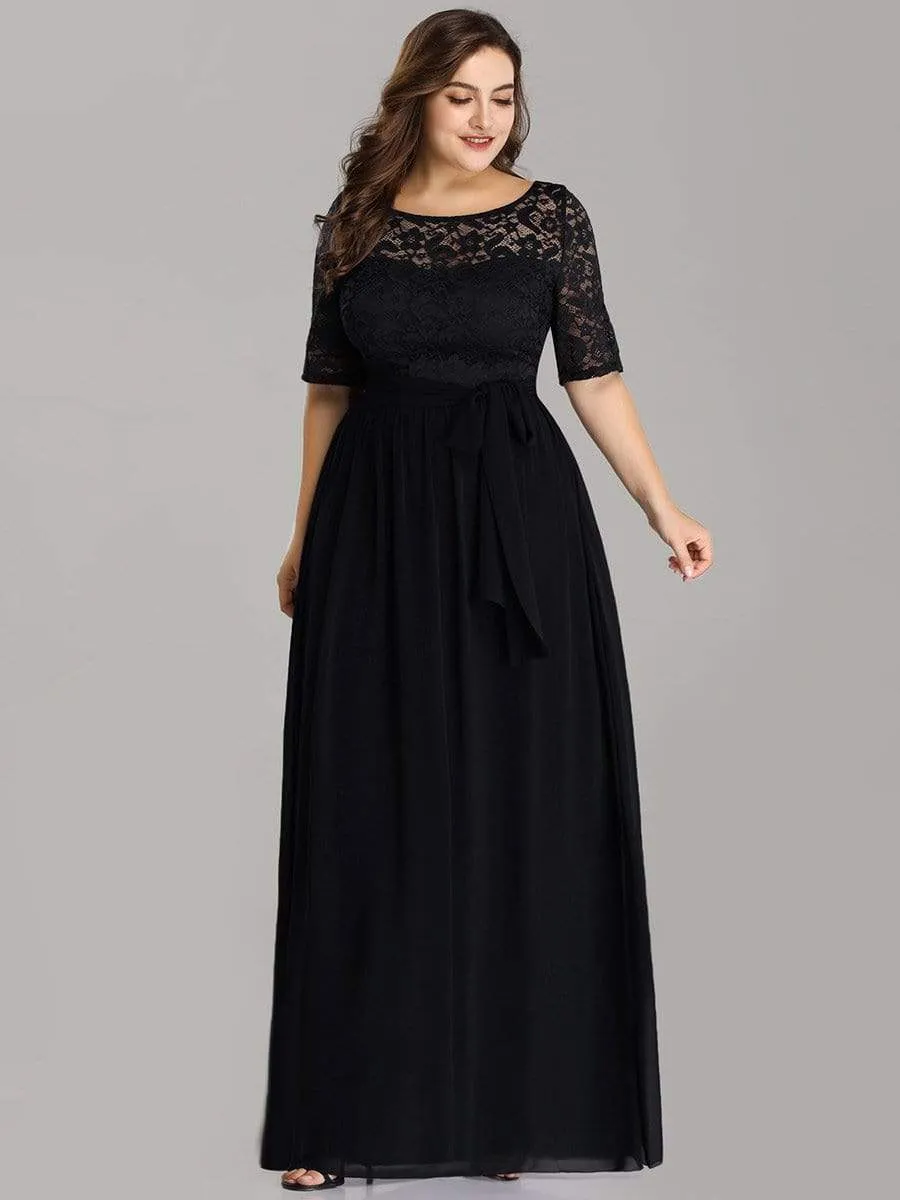 Maxi Long Lace Illusion Plus Size Mother Of the Bride Dresses