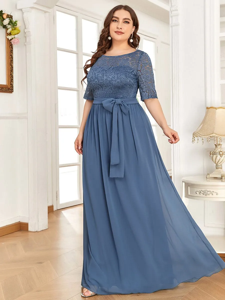 Maxi Long Lace Illusion Plus Size Mother Of the Bride Dresses