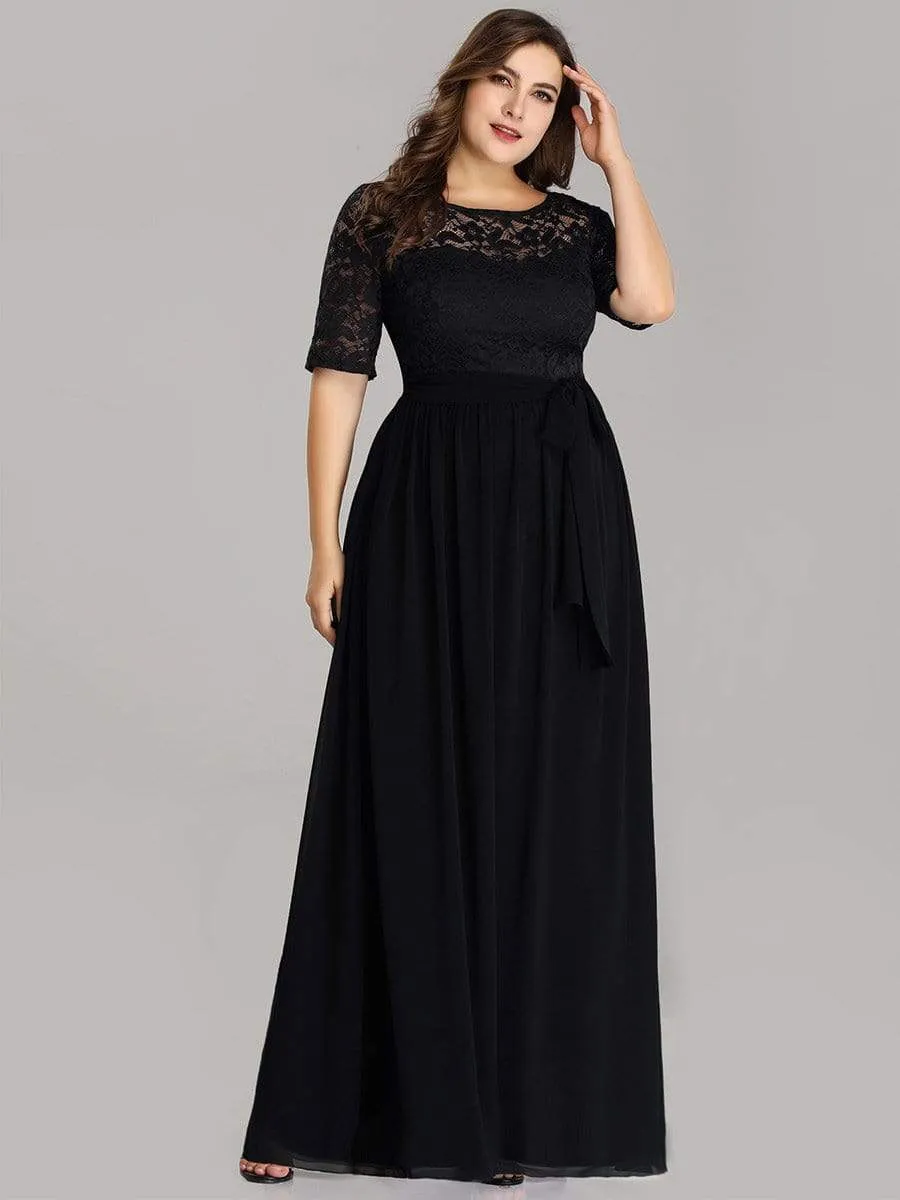 Maxi Long Lace Illusion Plus Size Mother Of the Bride Dresses