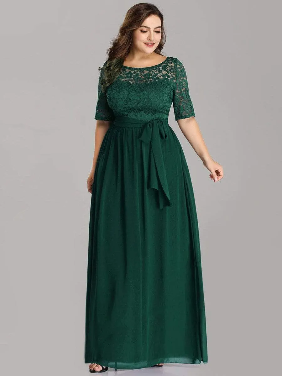 Maxi Long Lace Illusion Plus Size Mother Of the Bride Dresses