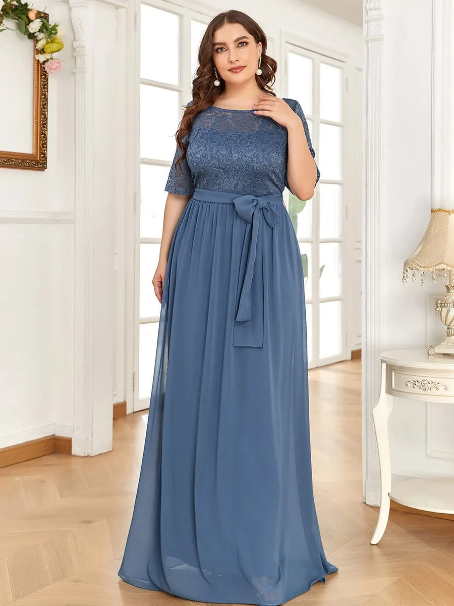 Maxi Long Lace Illusion Plus Size Mother Of the Bride Dresses