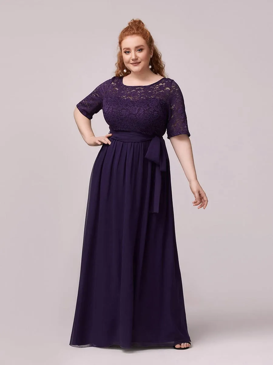 Maxi Long Lace Illusion Plus Size Mother Of the Bride Dresses