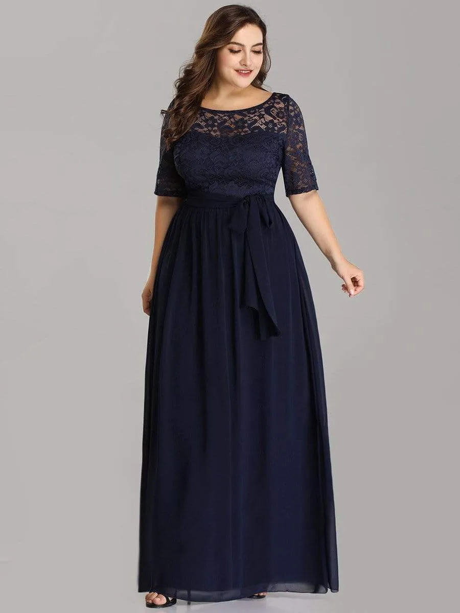 Maxi Long Lace Illusion Plus Size Mother Of the Bride Dresses