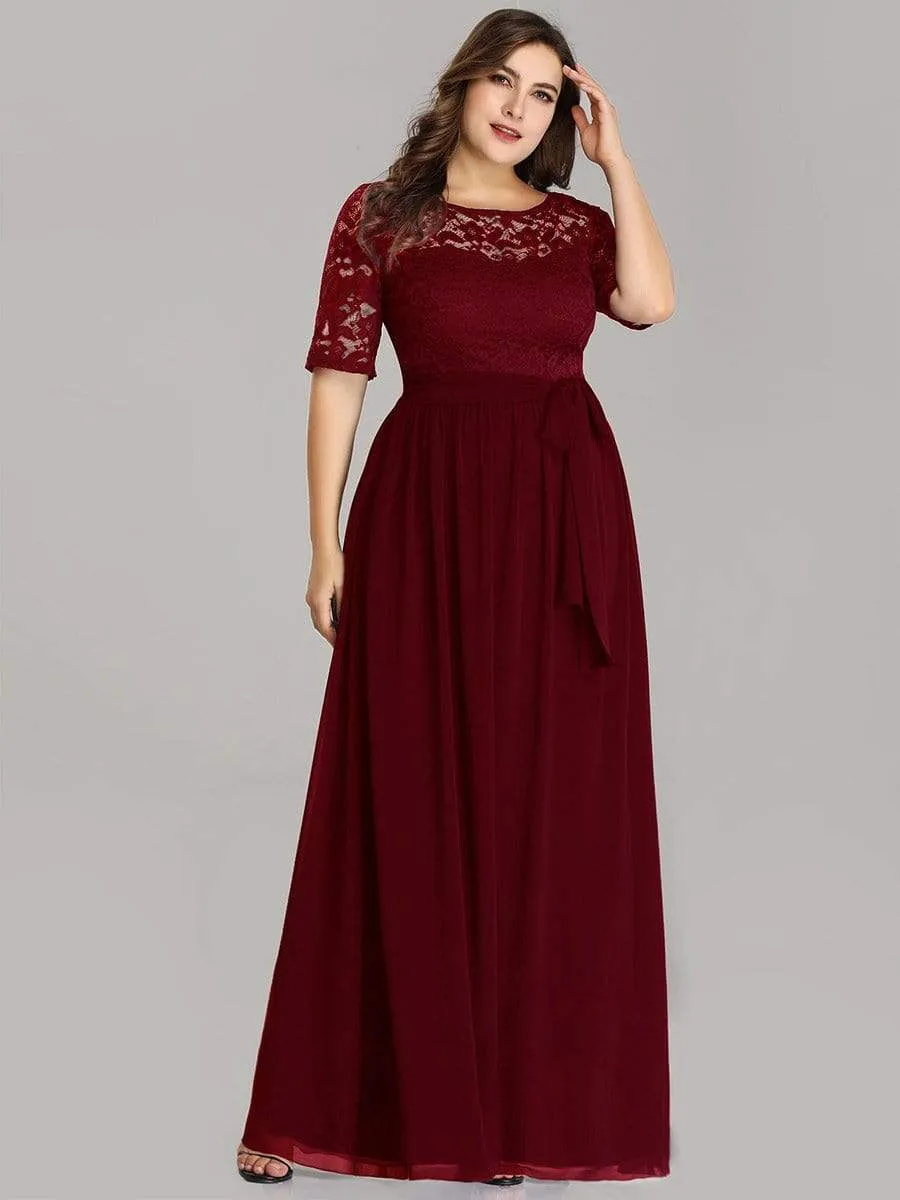 Maxi Long Lace Illusion Plus Size Mother Of the Bride Dresses